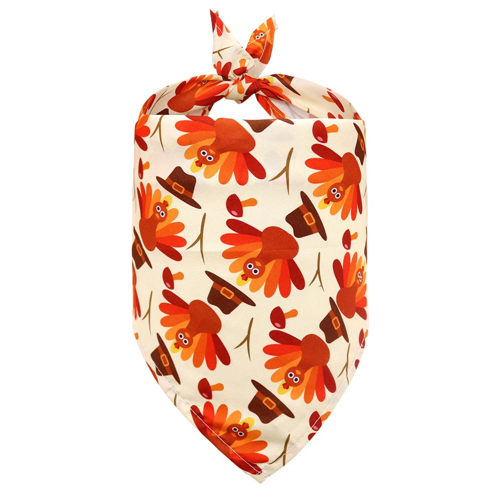 Thanksgiving Turkey Dog Bandana, Fall Pet Scarf for Dogs & Cats