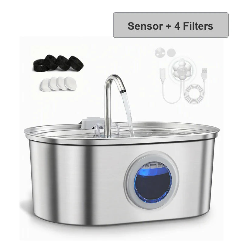 3.2L Stainless Steel Pet Water Fountain with Triple Filter