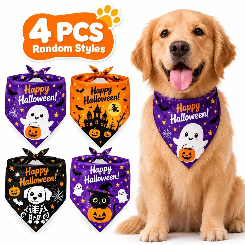 Halloween Dog Bandana Scarf for Large Dogs, Festive Neckerchief