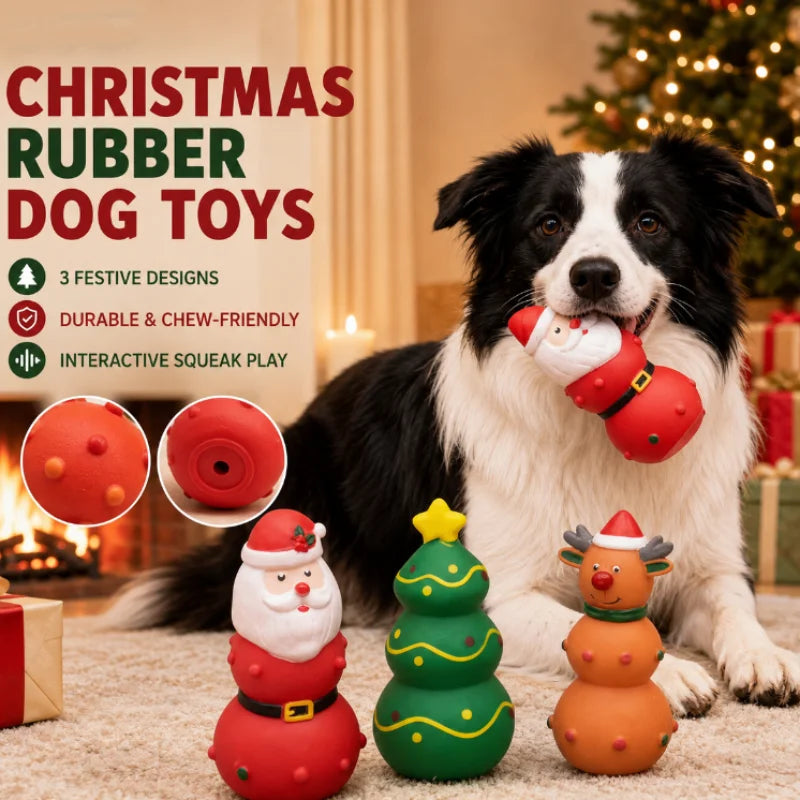 Christmas Durable Squeaky Dog Chew Toy for Teething Teeth