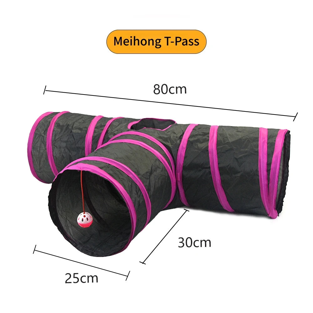 Foldable Cat Play Tunnel, Crinkle Peek-a-Boo Tube Toy