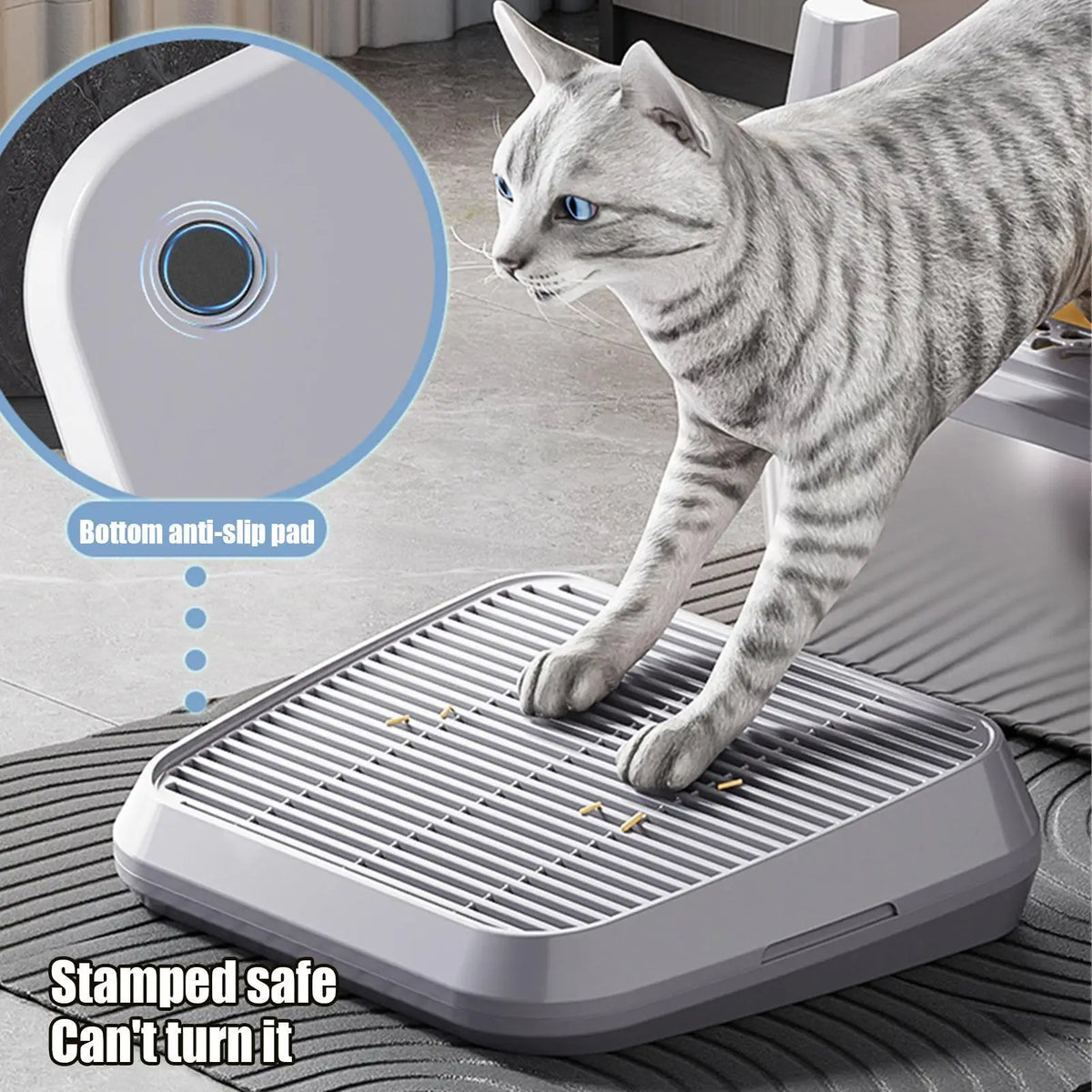 Cat Litter Catcher Mat with Ramp, Double Layer Non-Slip Tray