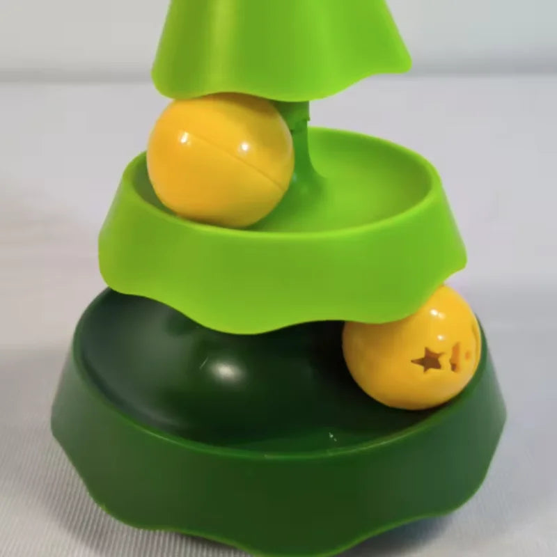 Christmas Tree Cat Toy with Light-Up Ball & Bell