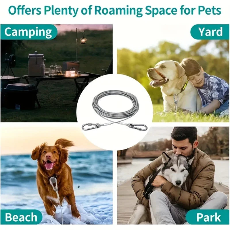 Double-Headed Dog Tie Out Cable, Rust-Proof Steel Wire Leash