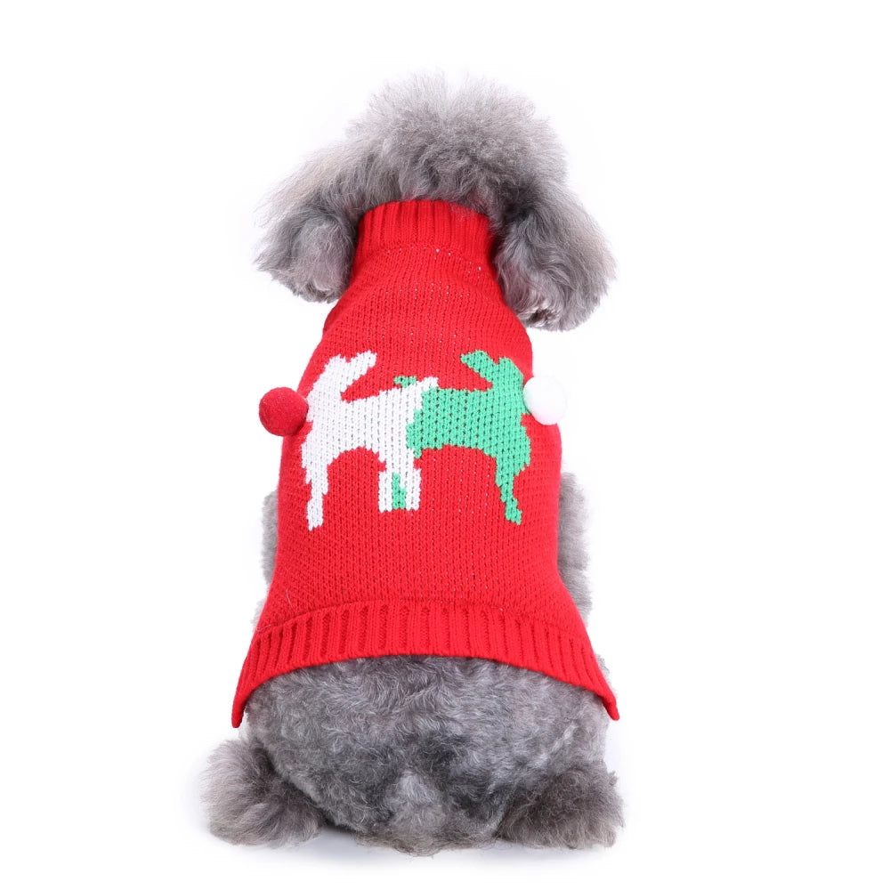 Christmas Dog Sweater, Geometric Pattern Winter Knit Puppy Coat