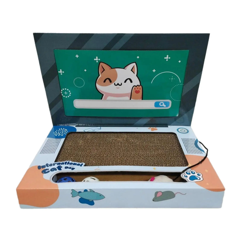 Foldable Cardboard Laptop Cat Scratcher, Fun Scratch Pad for Kittens