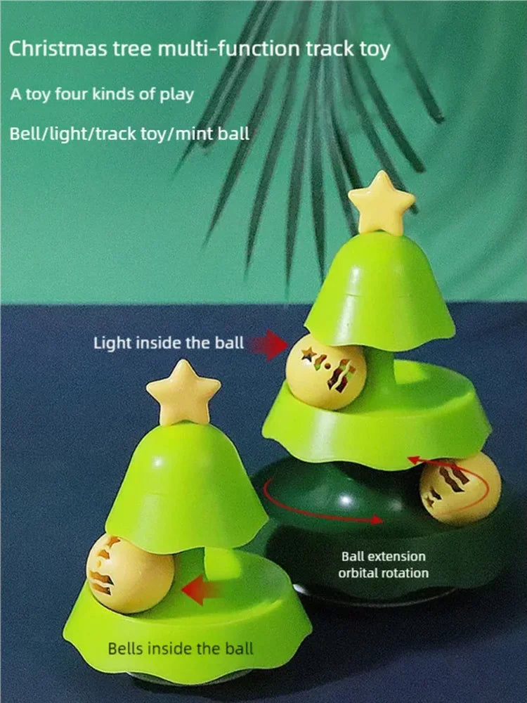 Christmas Tree Shaped Cat Track Turntable Toy Self Play Kitten