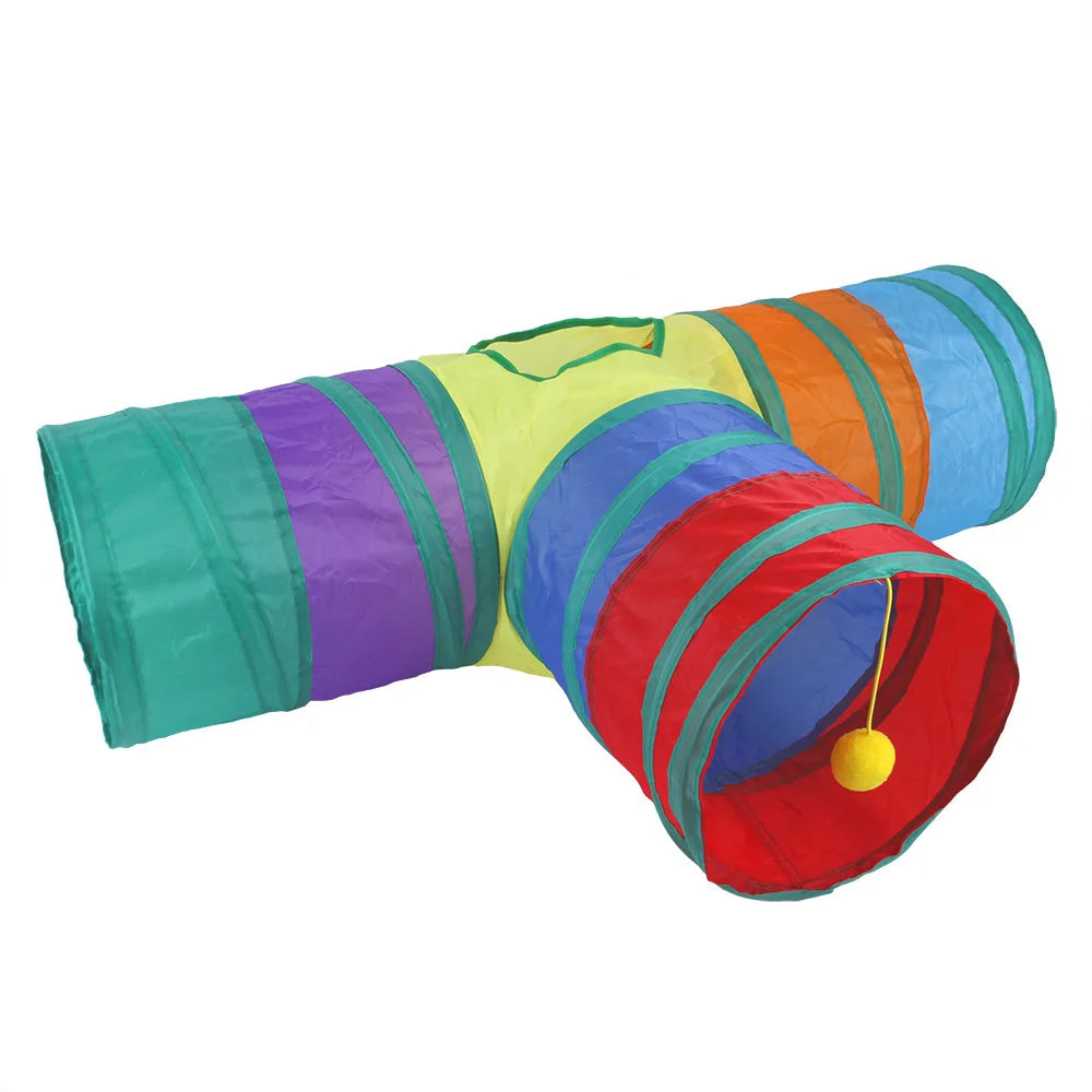 Foldable Cat Play Tunnel, Crinkle Peek-a-Boo Tube Toy