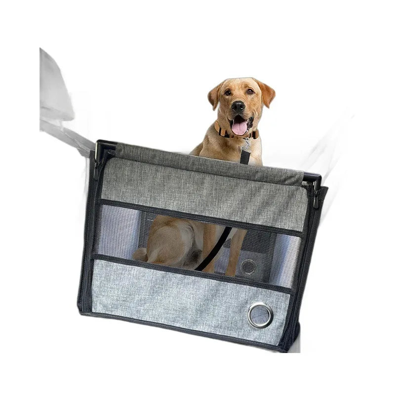 Portable Dog Car Seat with Safety Mesh, Waterproof Pet Travel Bed