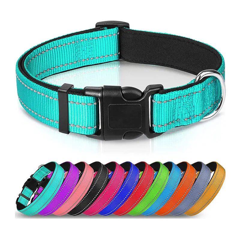 Padded Neoprene Reflective Dog Collar for Medium & Large Dogs