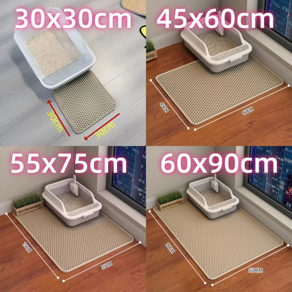 Heavy Duty Waterproof Cat Litter Mat, Double Layer Non-Slip