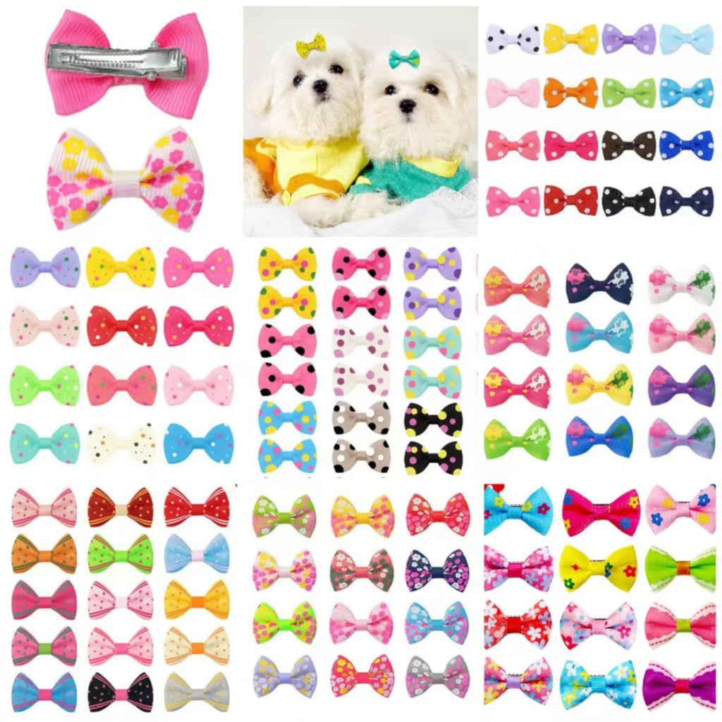 Polka Dot Pet Hair Bow Clips, 10/20 Pack for Small Dogs and Cats