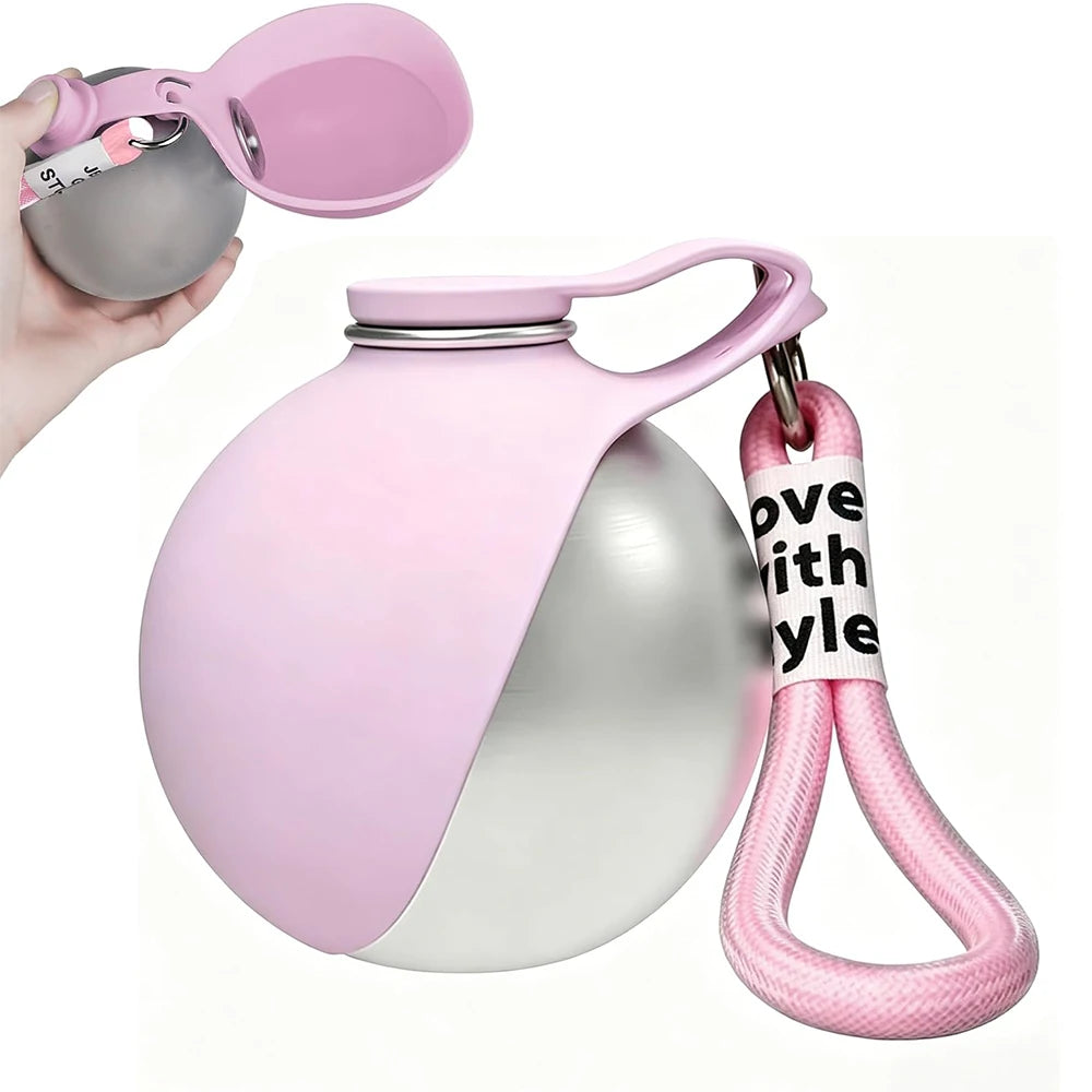 2 in 1 Portable Dog Water Bottle with Silicone Bowl, No-Spill Travel