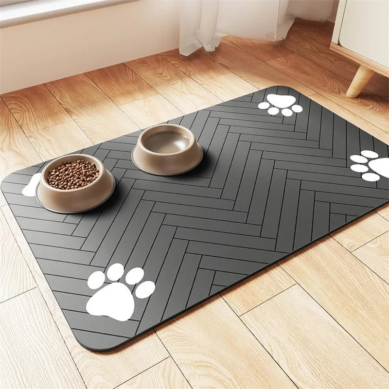 Absorbent Pet Feeding Mat with Waterproof Rubber Back
