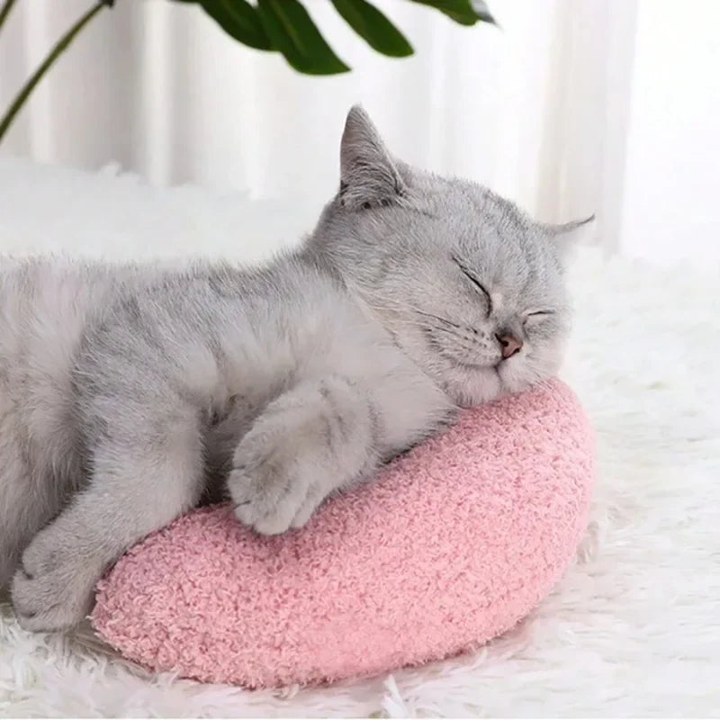 U-Shaped Plush Neck Pillow for Cats & Dogs, Washable Cover