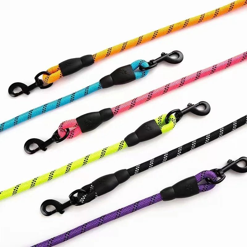 Reflective Nylon Round Dog Leash, No-Strangle Walking Lead
