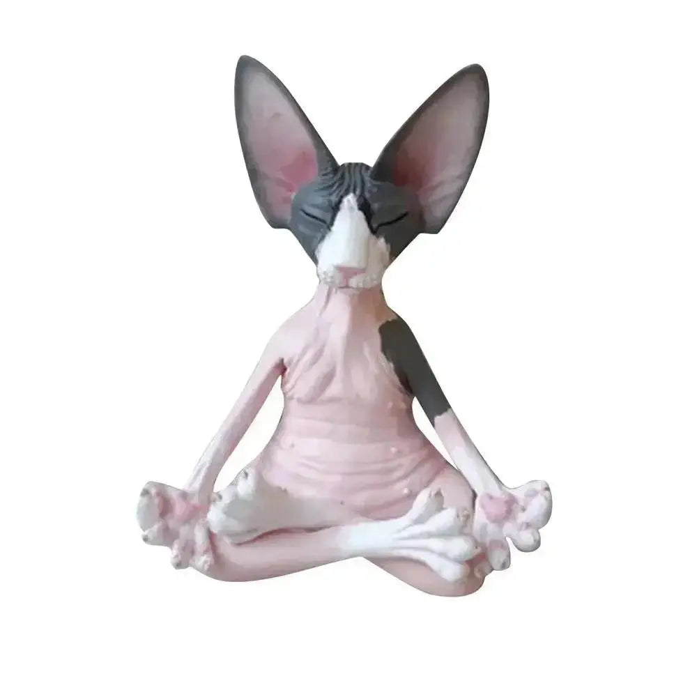 Meditating Yoga Cat Figurine, Whimsical Garden Statue for Cat Lovers