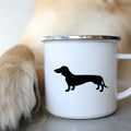 I Love Dachshunds Enamel Camping Mug, Dog Lover Coffee Cup Gift