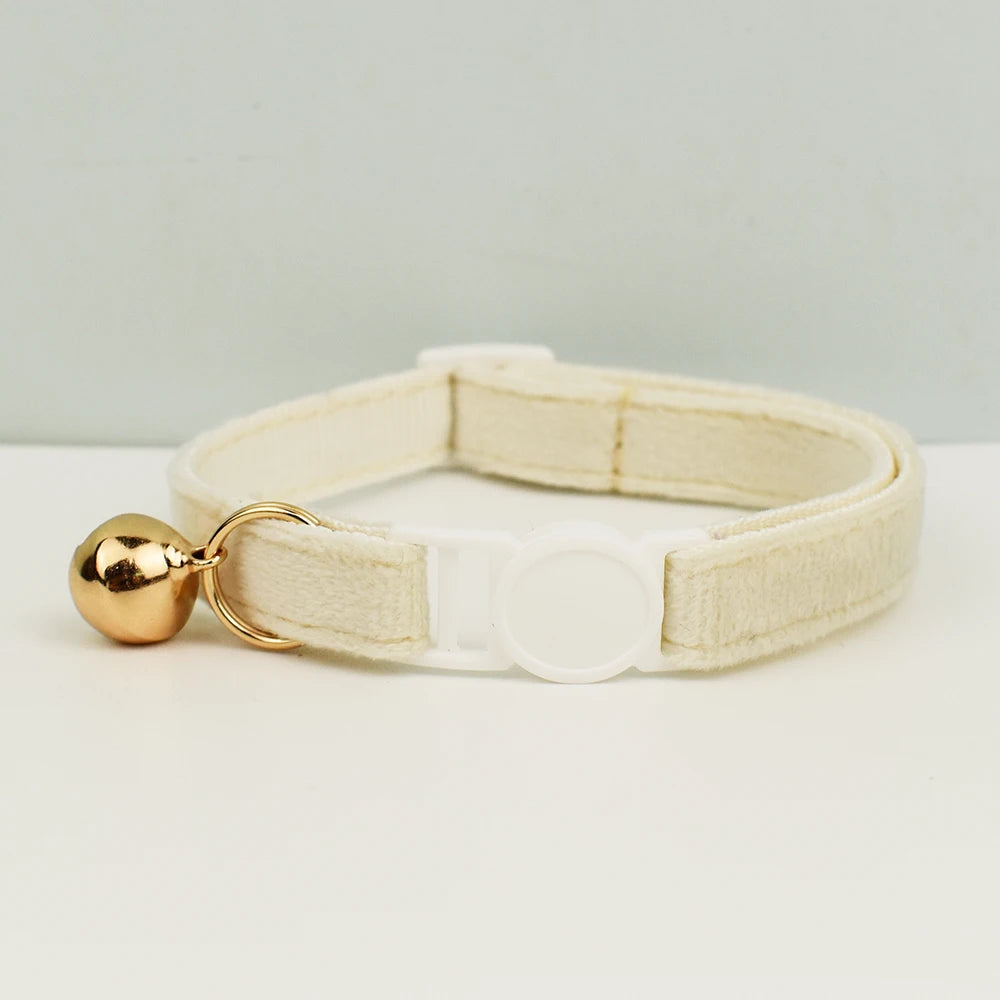 Adjustable Velvet Cat Collar with Bowknot, Safe Breakaway Style