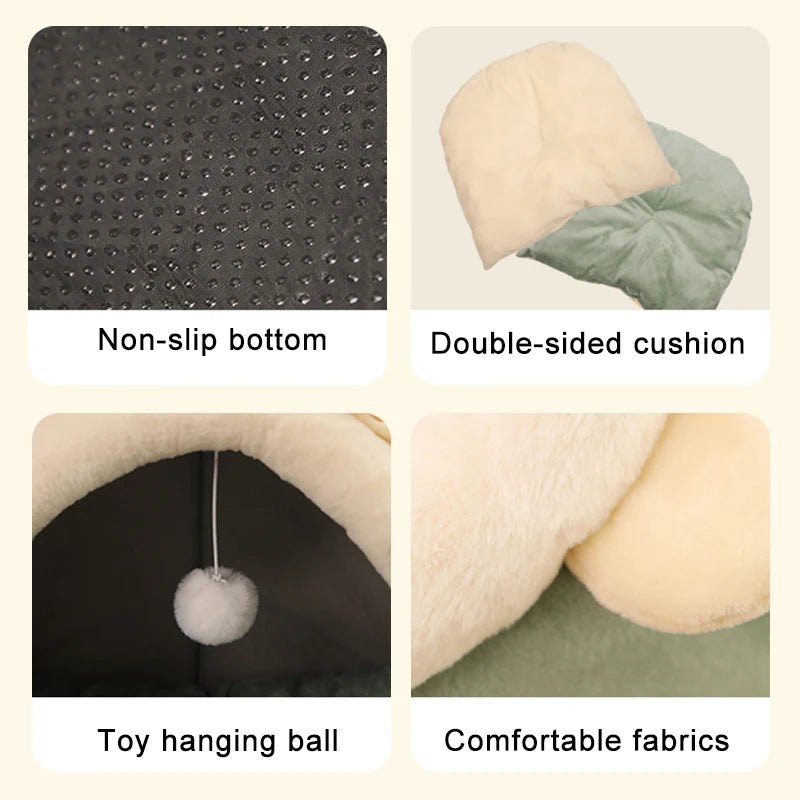 Self-Warming Pet Tent Cave Bed for Cats & Small Dogs, Washable