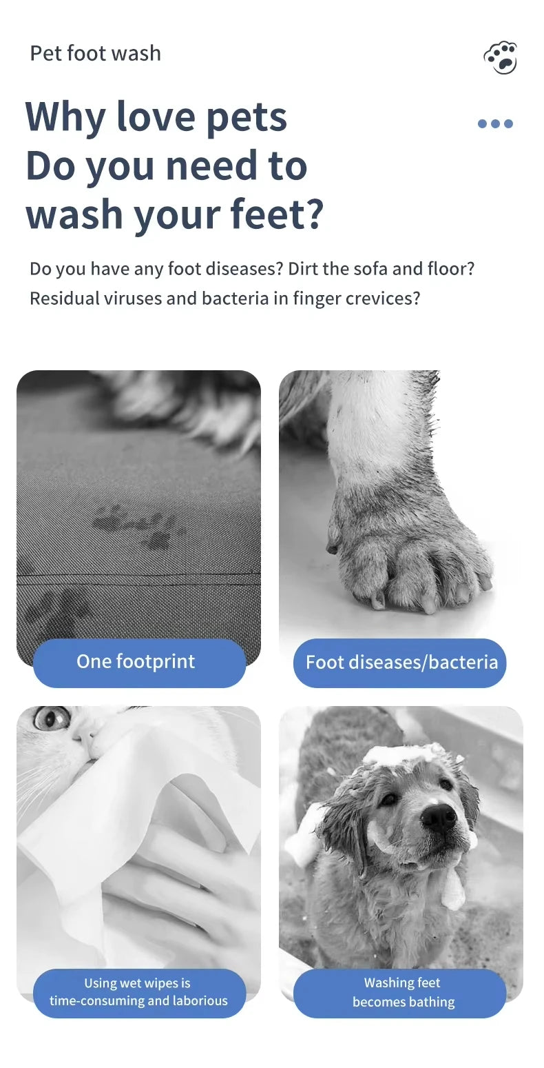 Electric Automatic Dog Paw Washer, Portable Quiet Paw Cleaner