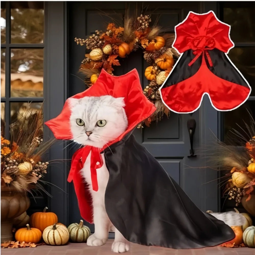 Halloween Vampire Cloak Costume for Dogs and Cats, Adjustable Cape