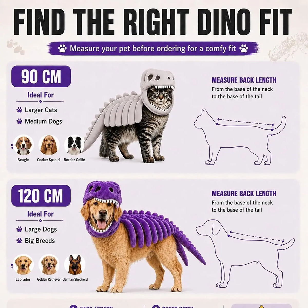 Funny Dinosaur Skeleton Pet Costume for Dogs and Cats Halloween