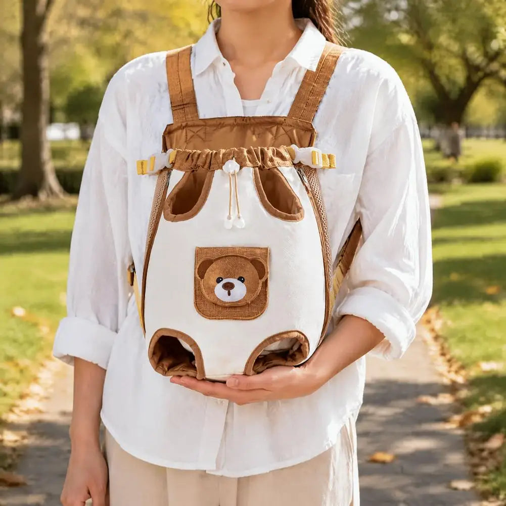 Breathable Front-Facing Cat Carrier Backpack with Leg-Out Chest Bag