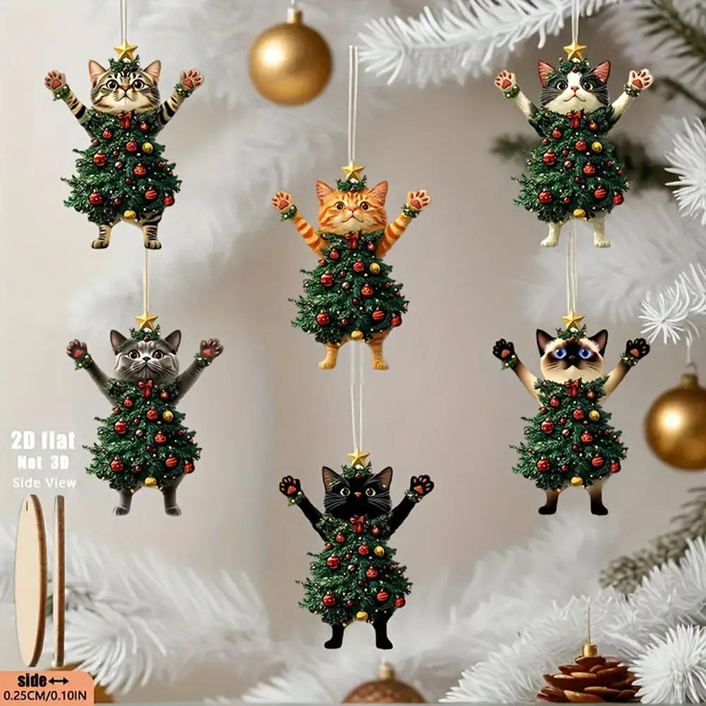 Christmas Cat Ornament, Holiday Home & Car Hanging Decor