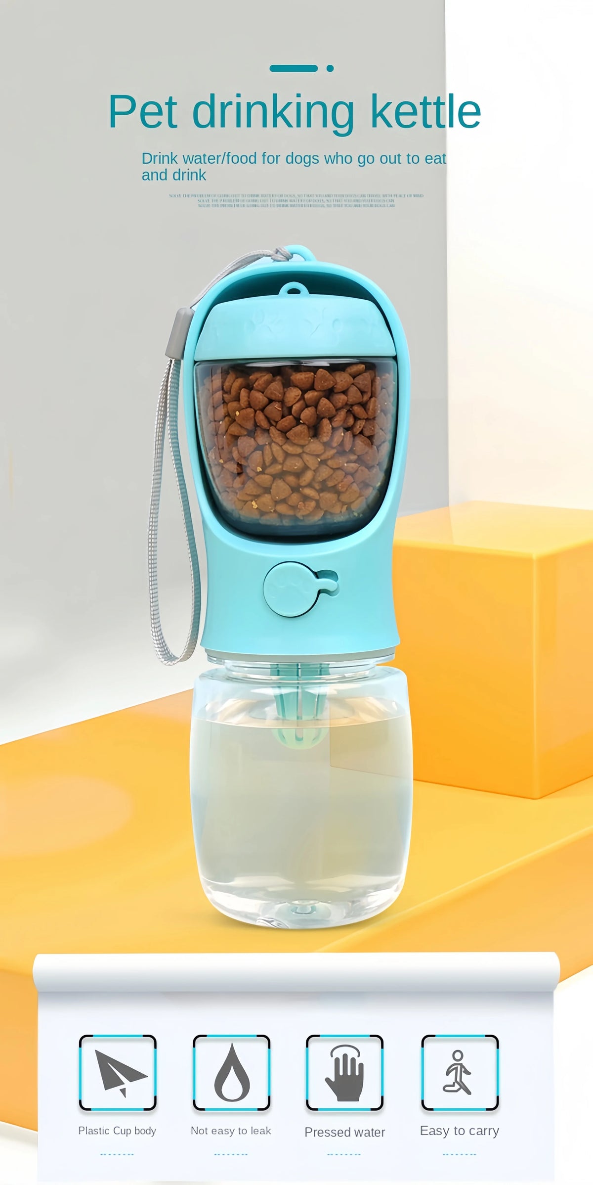 2-in-1 Pet Travel Water Bottle with Food Container for Dogs & Cats