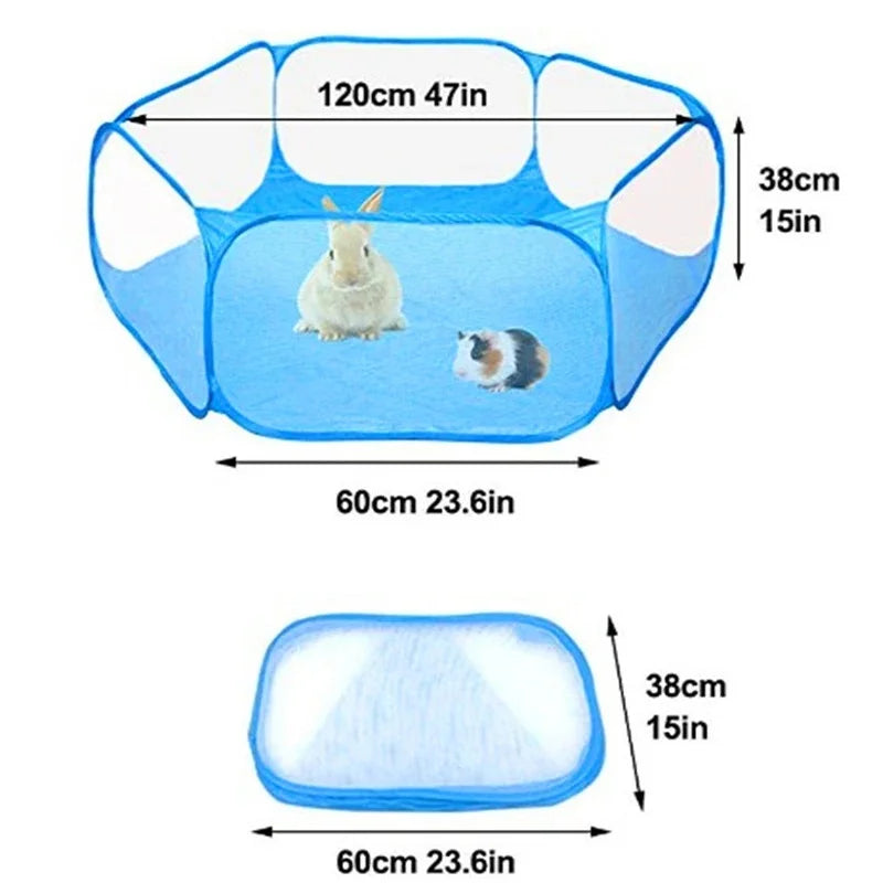 Foldable Clear Small Pet Playpen for Rabbits, Guinea Pigs & Hamsters