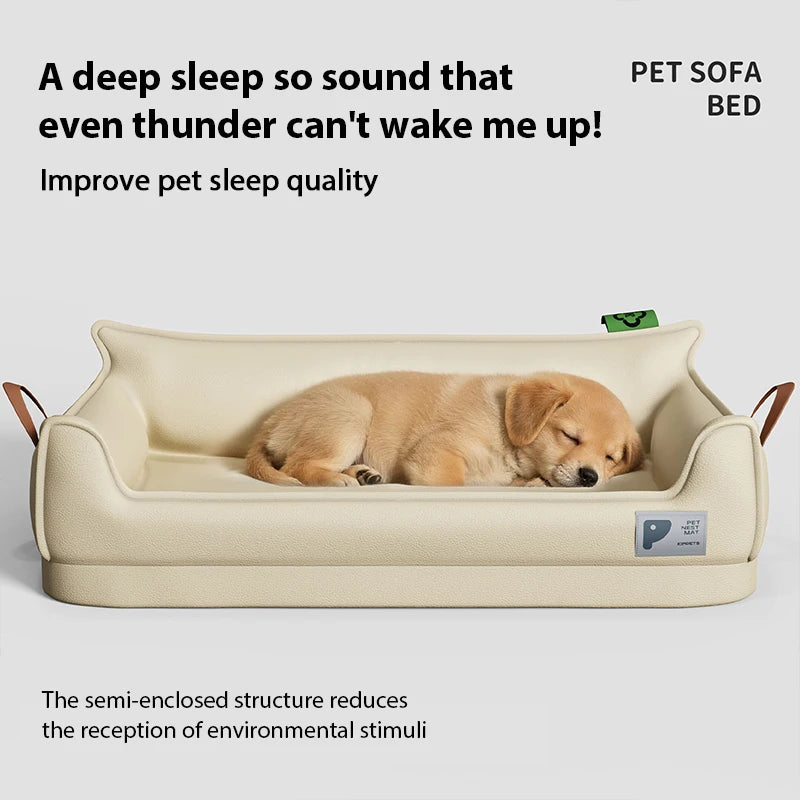 Orthopedic Faux Leather Dog Sofa Bed, Waterproof Washable Pet Couch