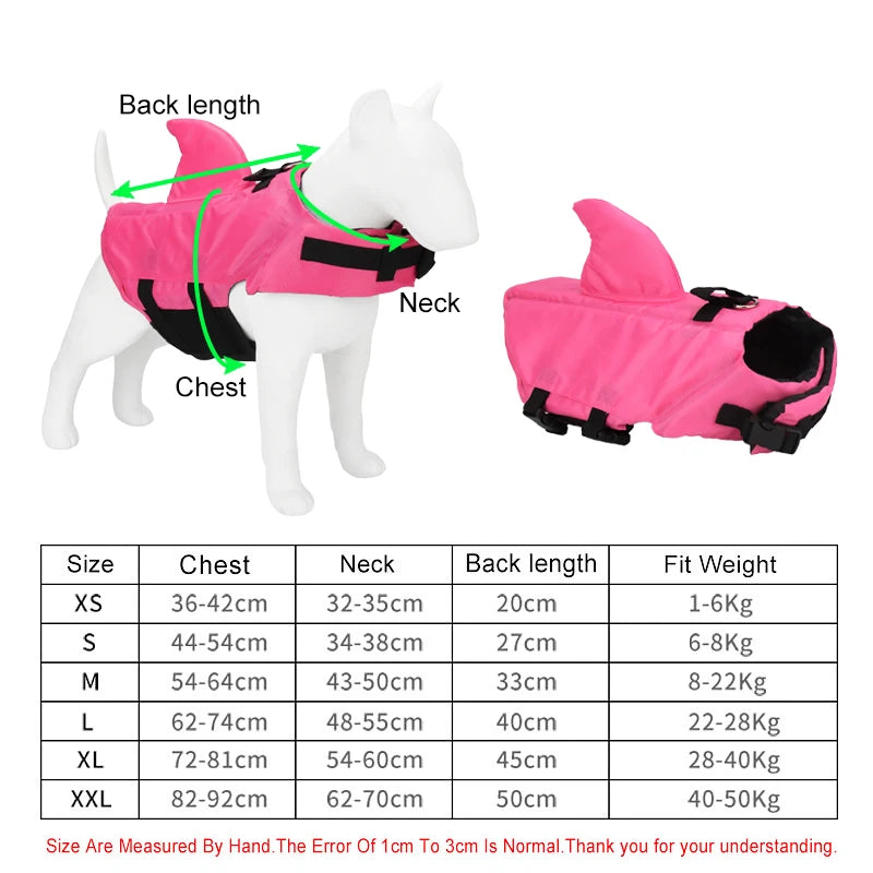 Shark Fin Dog Life Jacket, Adjustable Swim Vest for Small & Medium Dogs