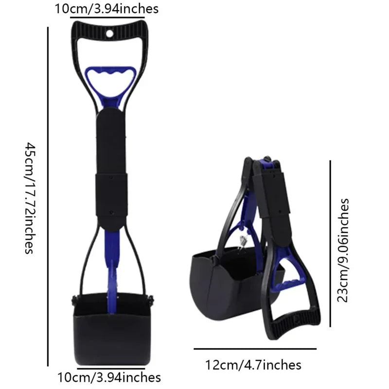Long-Handle Foldable Dog Pooper Scooper with Jaw Clamp Pickup