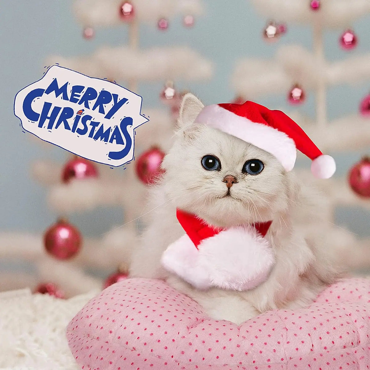 Christmas Hat and Scarf Set for Dogs and Cats, Photo Props