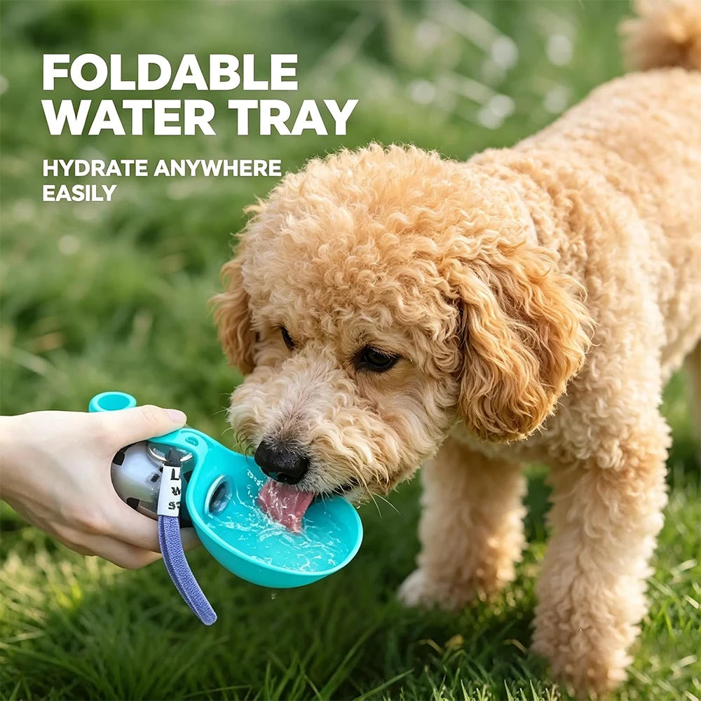 2 in 1 Portable Dog Water Bottle with Silicone Bowl, No-Spill Travel