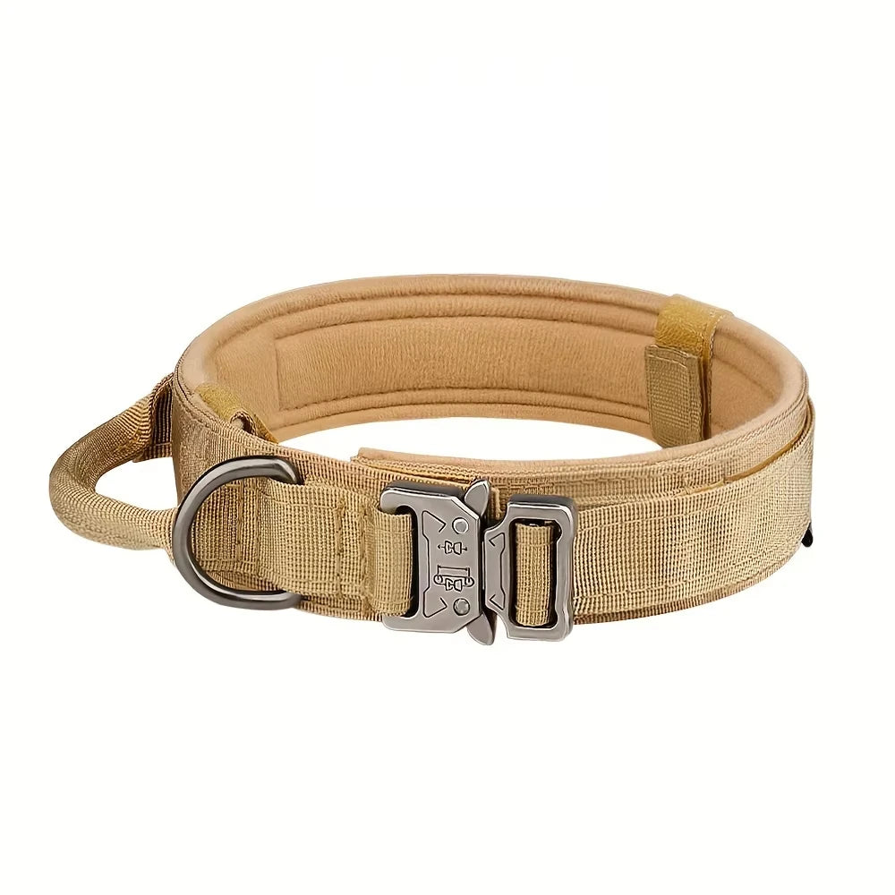 Heavy-Duty Tactical Dog Collar with Control Handle for Large Dogs