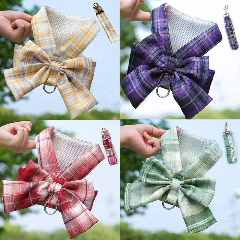 Christmas No-Pull Dog Harness & Leash Set with Bowtie