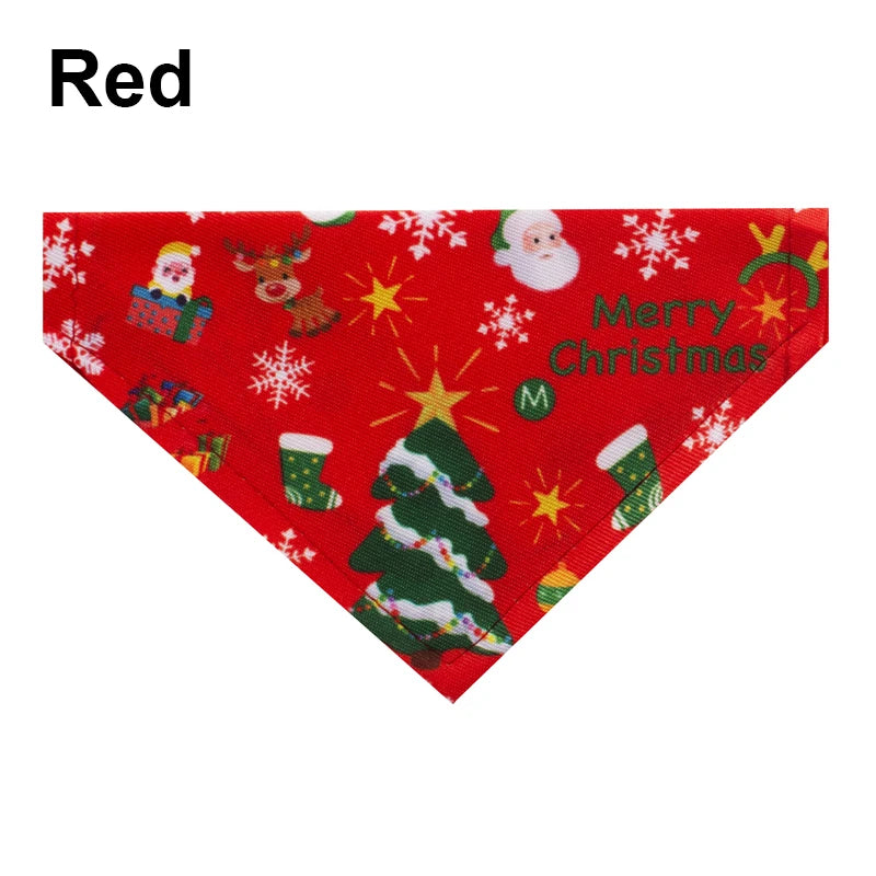 Christmas Santa Pet Bandana, Cotton Holiday Scarf Bib for Dogs & Cats