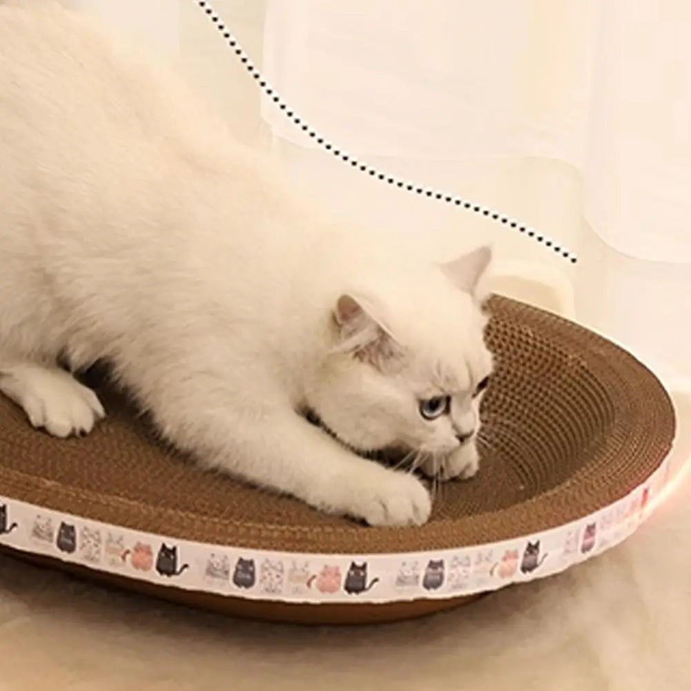 Corrugated Cat Scratcher Bed – Oval Cardboard Scratching Lounge Nest