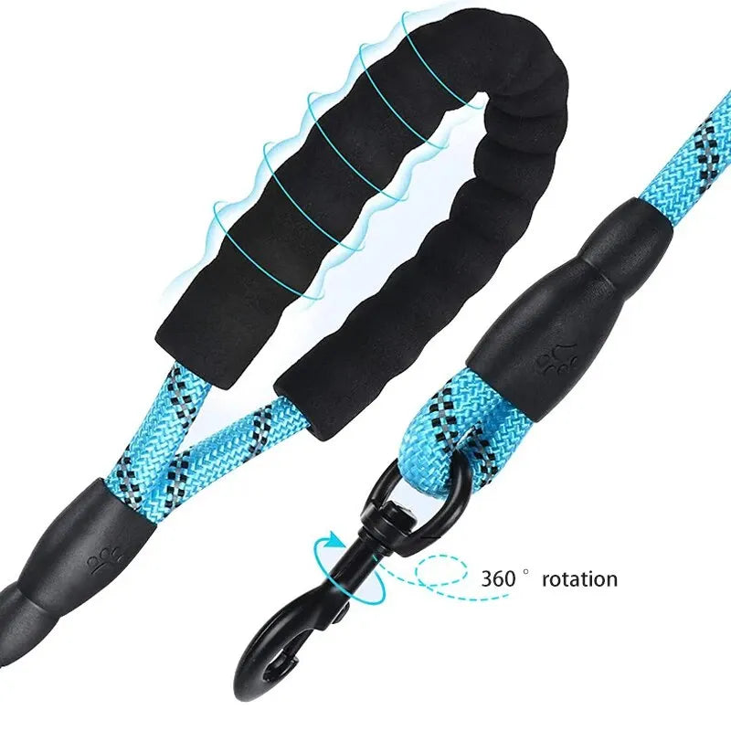 Reflective Nylon Round Dog Leash, No-Strangle Walking Lead