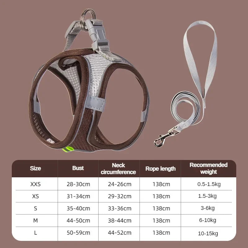 Puppy Harness & Leash Vest Set for Small Dogs, Adjustable