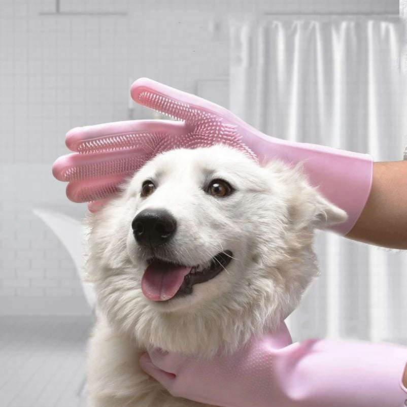 Silicone Bath Scrub Gloves for Dogs and Cats