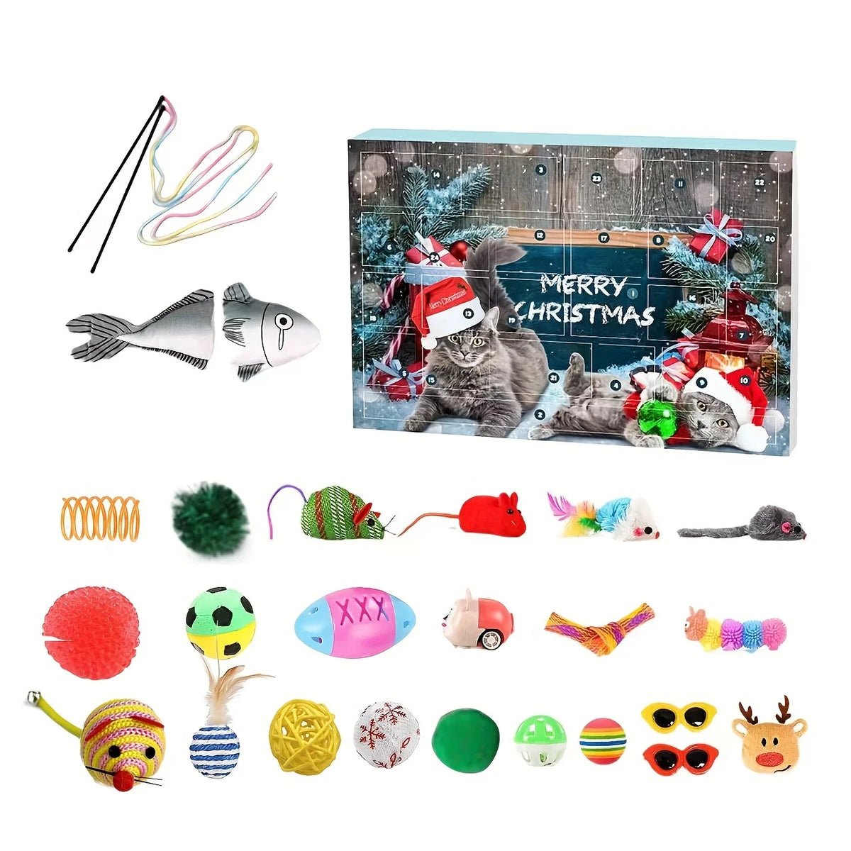 Cat Advent Calendar 2026, Christmas Cat Toy Set with Rope Toys