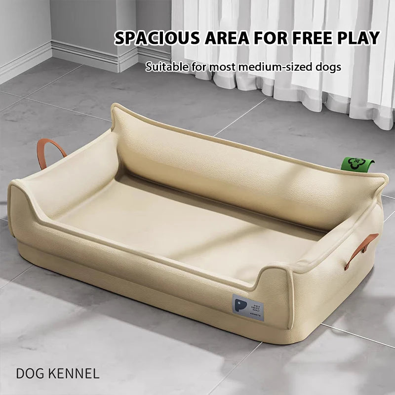 Orthopedic Faux Leather Dog Sofa Bed, Waterproof Washable Pet Couch