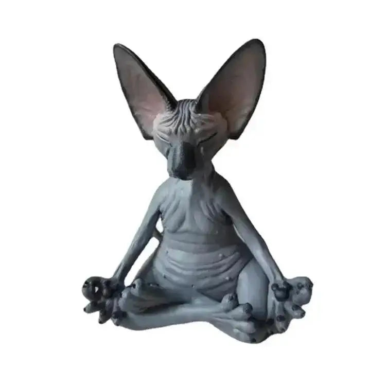 Meditating Yoga Cat Figurine, Whimsical Garden Statue for Cat Lovers