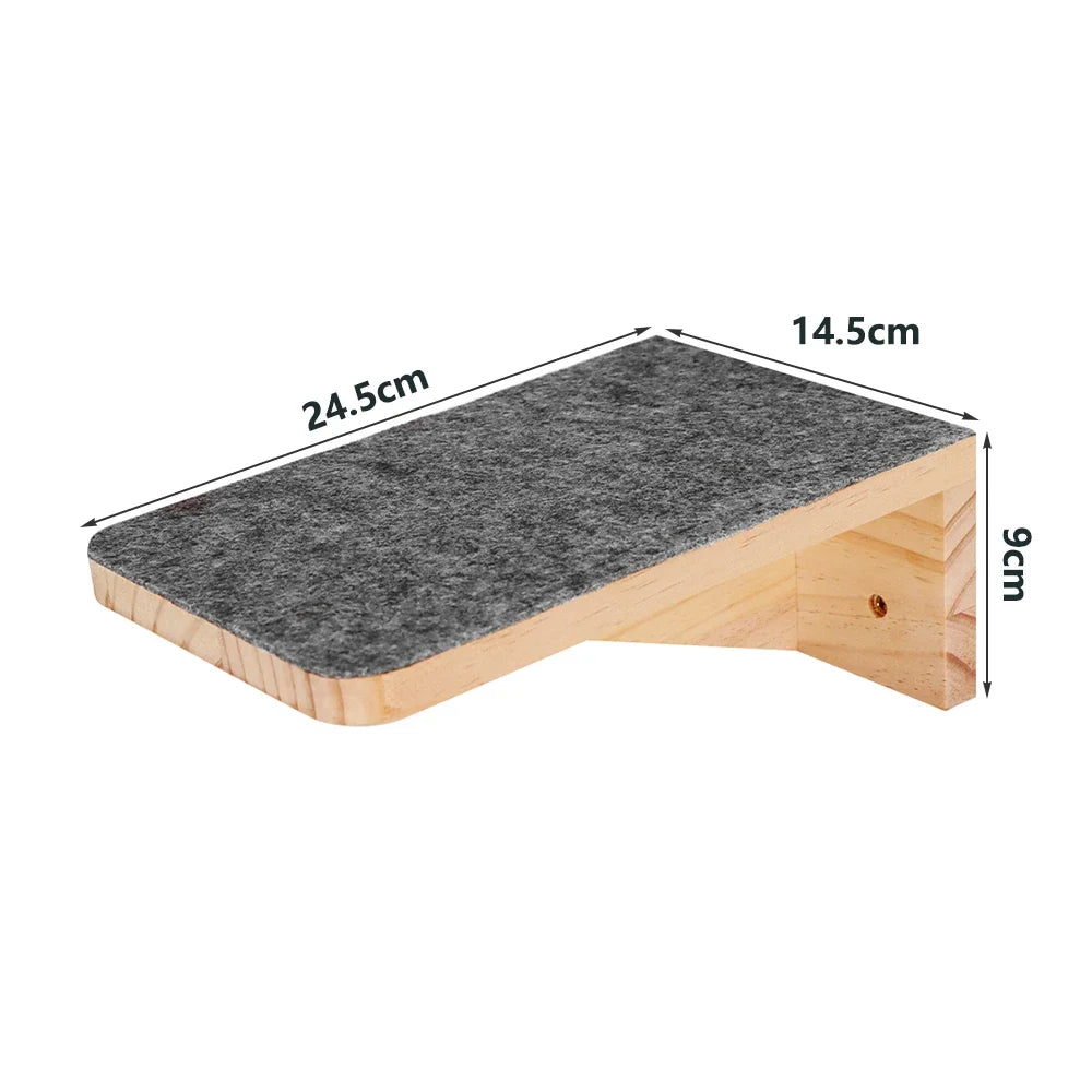 Wall-Mounted Curved Cat Shelf Steps with Cozy Perch Bed