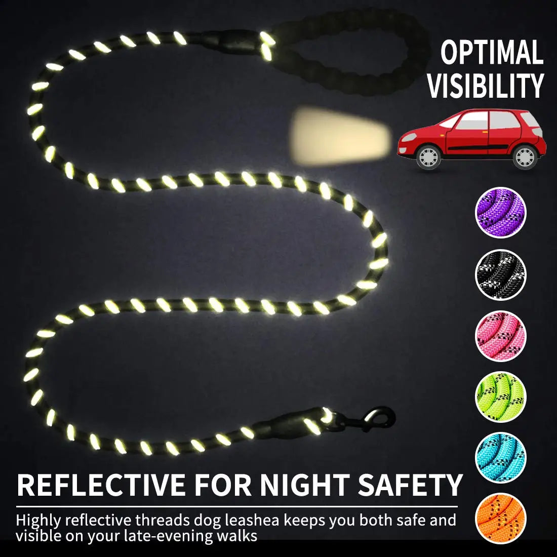 No-Tangle Double Dog Leash with Reflective Bungee for Two Dogs