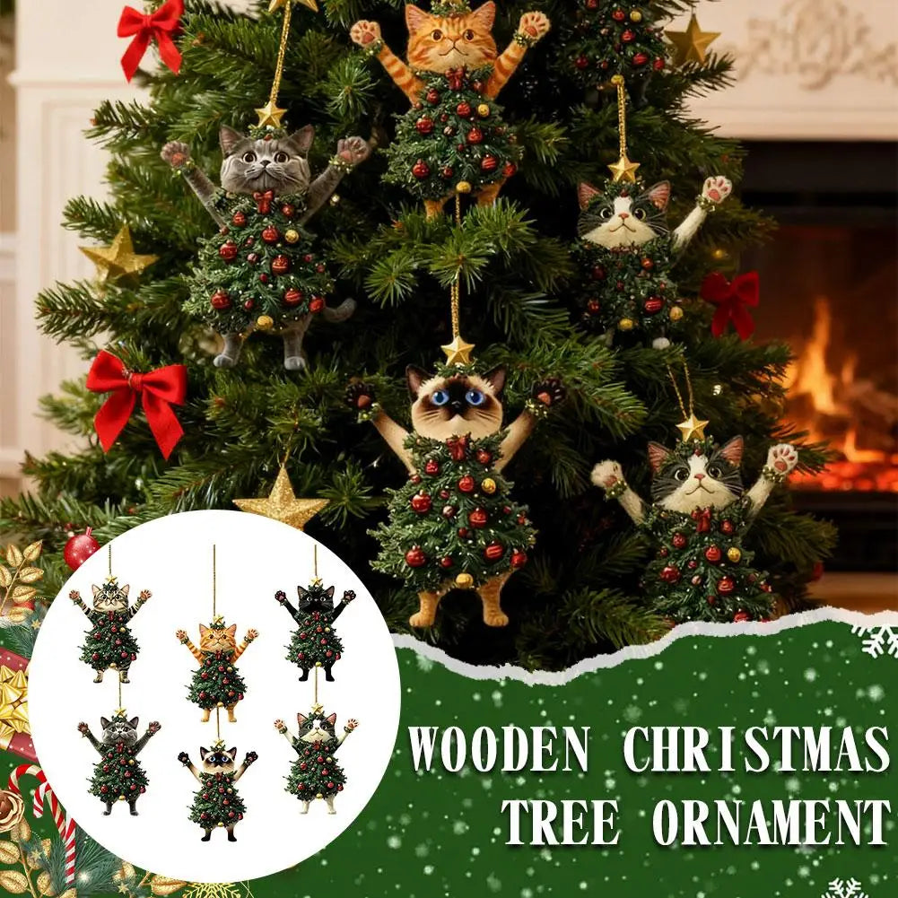 Christmas Cat Ornament, Holiday Home & Car Hanging Decor