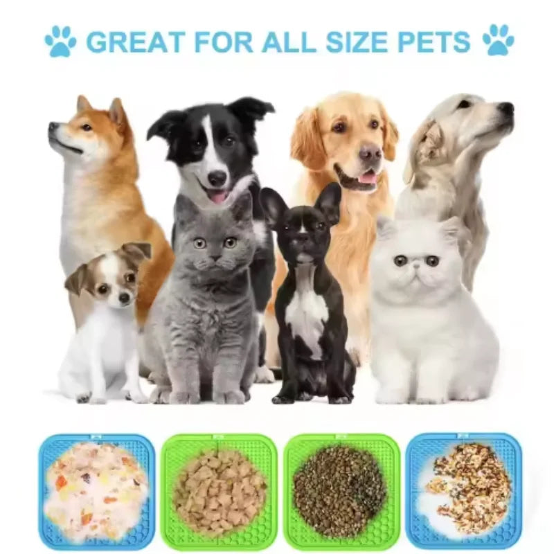 Pet Lick Mat Slow Feeding Plate with Suction, Training Aid